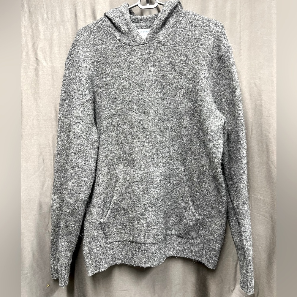 Old Navy Gray Mens/Women’s Knitted Hood Sweater Front Pocket Large M